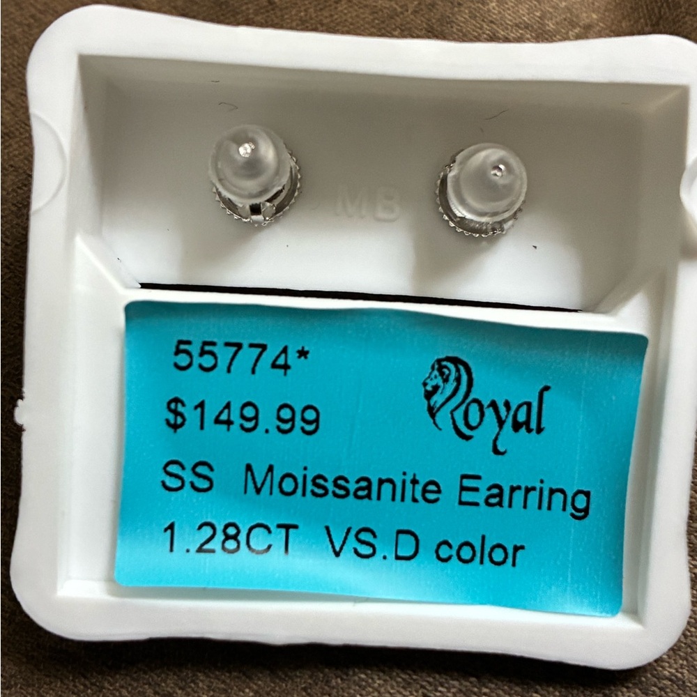 Sale! Solid Moissanite Screw Back Solid Sterling … - image 7